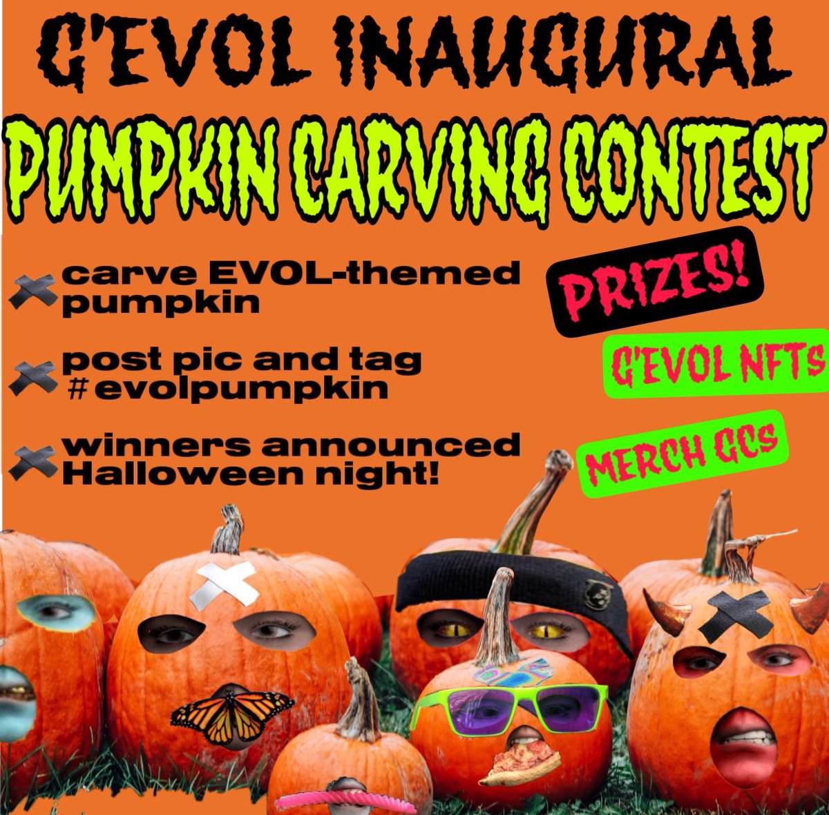 GEVOLsNFT's tweet photo. carve pumpkins, win shit. time for the #evolpumpkin contest. ⬇️ https://t.co/FSSq3UhI9i