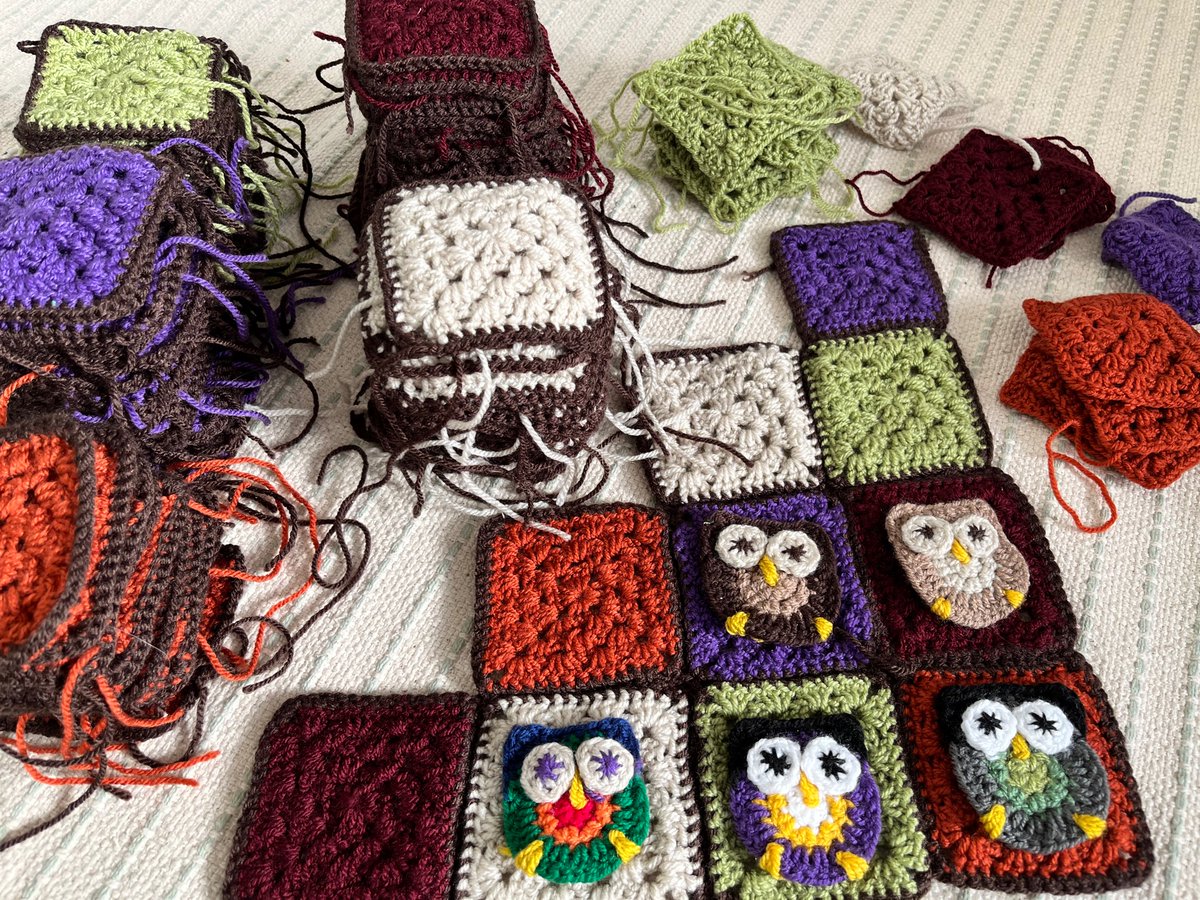 WestofKilburn's tweet photo. A break from the summer crochet project which has developed some little owls. https://t.co/S4P6phyEdt