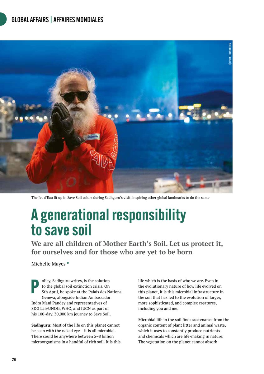 nanowellbeing's tweet photo. The new edition of @un_today features @SadhguruJV on #SaveSoil:
We are all children of Mother Earth’s Soil. Let us protect it, for ourselves and for those who are yet to be born. 

https://t.co/XOygnYSdbg

@cpsavesoil @UNGeneva @UN @IndiaUNGeneva @ibrahimthiaw #SDGs #UNited4Land https://t.co/ibs6TL1Hkg