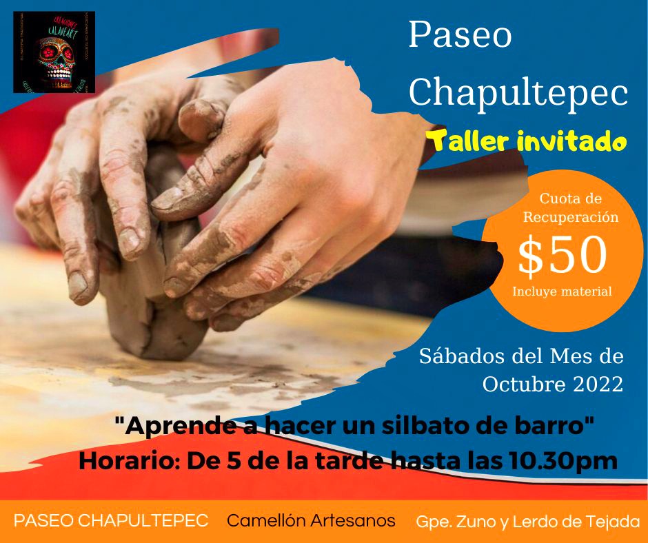 GdlPaseo's tweet image. Visita Chapu los sábados del mes de Octubre y aprende a hacer un silbato de barro. . Horario de 5:00pm a 10:30pm #SomosCultura #PaseoChapultepec #CamellónArtesanos entre Guadalupe Zuno y Lerdo de Tejada🎨🎭👌