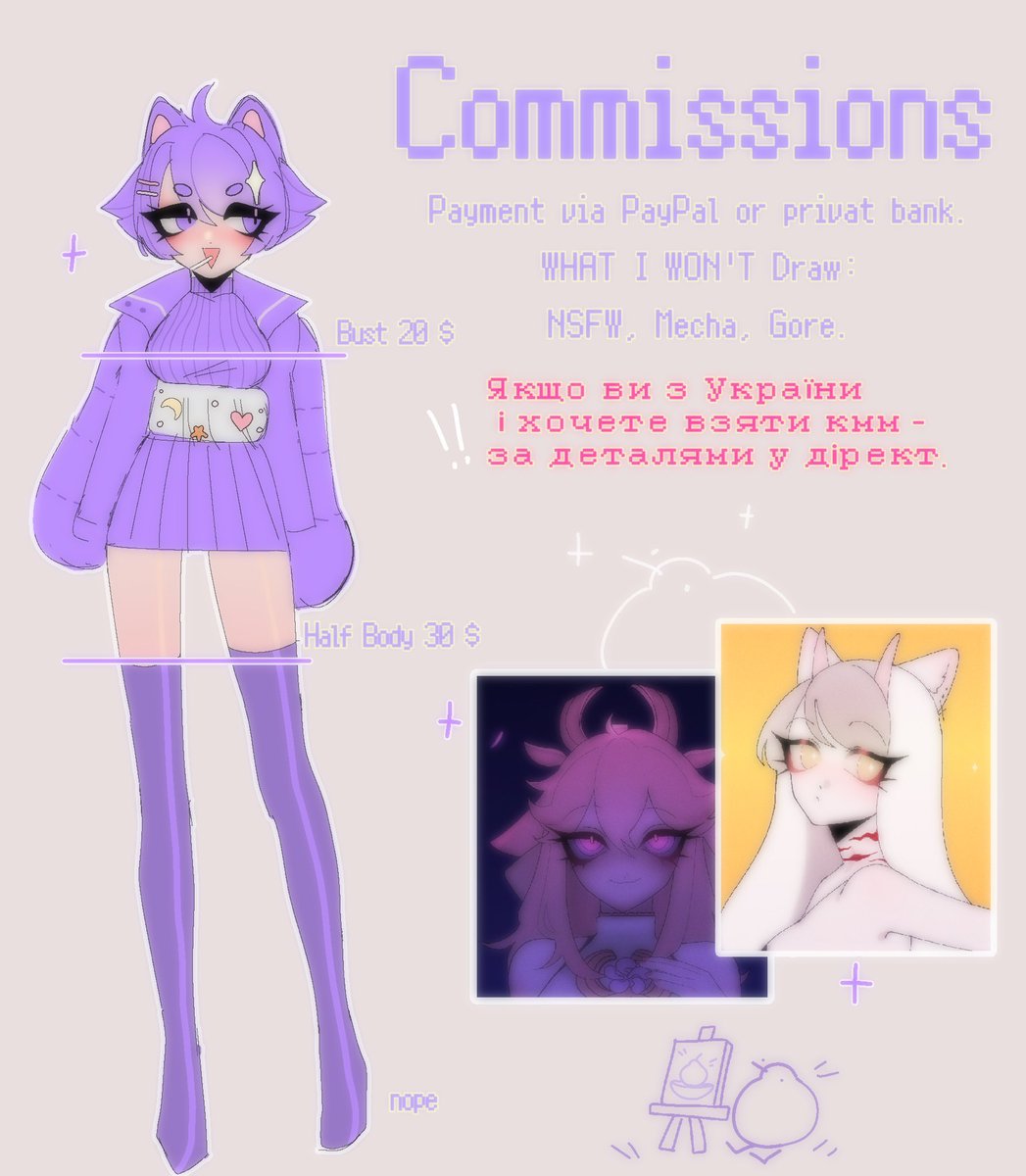 🍧 COMMISSIONS OPEN 🍧
— Six slots 
— Deadline 3 weeks 
— Payment due immediately 
🍥 Dm me for more detail

Буду вдячна за рт.