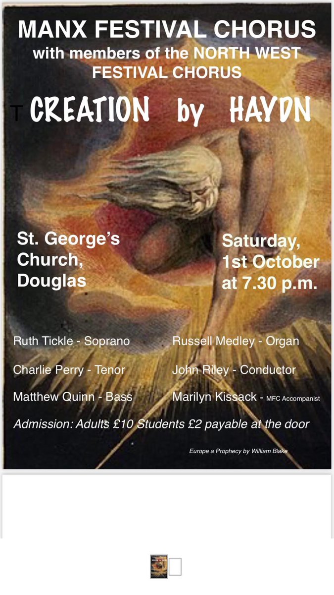 Best wishes to our friends at the Manx Festival Chorus for a fabulous Creation this evening !