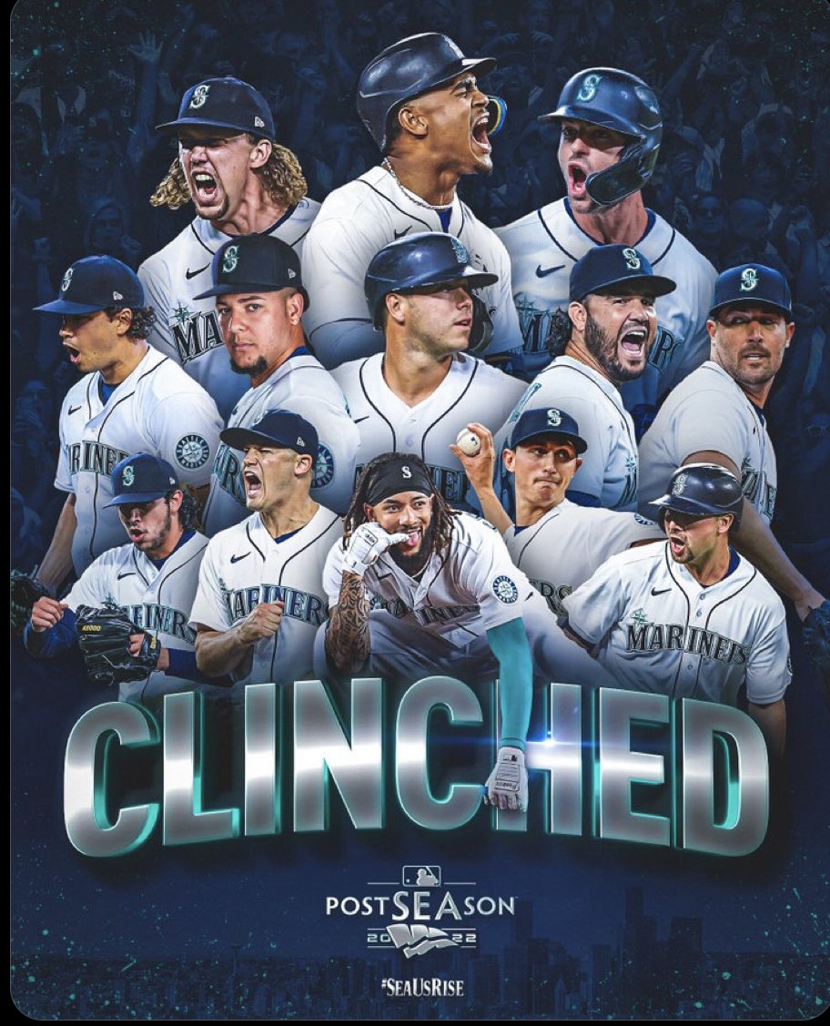 rsruvkun's tweet photo. I don’t even know what to tweet, I am just so fired up right now that our Mariners are going back to the playoffs! Everything I say and tweet and text today will have an exclamation point after it! Let’s Go Mariners! #CLINCHED #21longyearsoffrustrationareover #HOLYF… https://t.co/xl9S93Lhx3