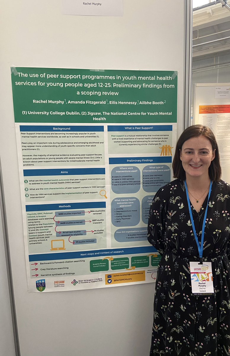 Really enjoyed attending #iaymh2022 in Copenhagen over the last two days. Delighted to also have presented a poster on my scoping review of peer support interventions in youth mental health services @YMHlabUCD @JigsawYMH