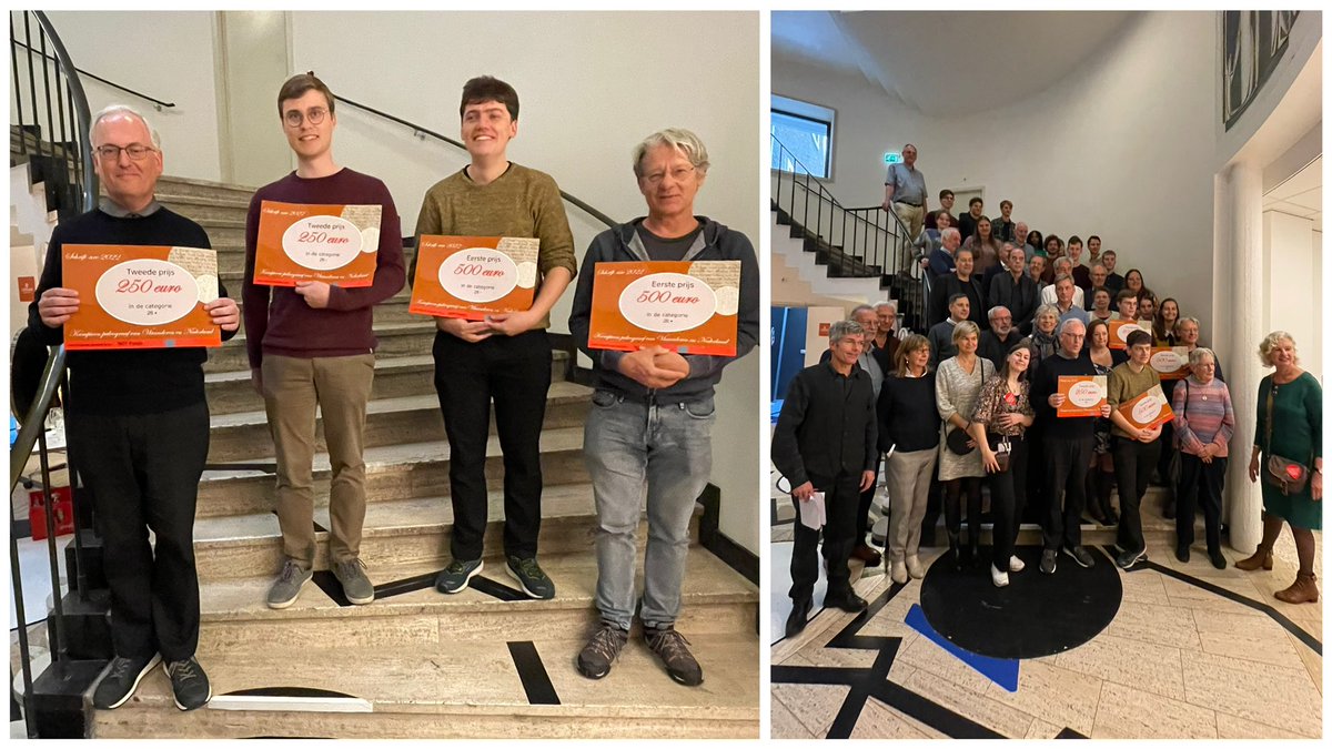 watstaatdaer's tweet photo. De #BestePaleograaf van Nederland en Vlaanderen is @EdvanderVlist 👏🏼 2e prijs categorie 26> Jean Bastiaensen👏🏼1e prijs <26 Maxim Hoffman👏🏼 2e prijs <26 Nicolas Denutte👏🏼 PROFICIAT alle 4‼️👏🏼en chapeau voor alle deelnemers vd #paleografiewedstrijd. Dank aan jury en organisatie!👌🏼 https://t.co/QvbOksxiXP