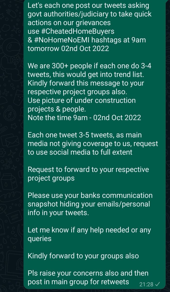 #saveJILhbs
#Jaypee
#Supertech
Please join us tomorrow 9 am at twitter to raise our grievances on social media using hashtags
<a href="/mihirg/">mihir gautam</a> <a href="/DineshMishraNBT/">DineshChandra Mishra</a> <a href="/RegistryFight/">Greater Noida West</a> <a href="/NcltSupertech/">NCLT.Supertech</a> <a href="/BanerjeeParami1/">Paramita Banerjee</a> <a href="/neeleshmisra/">Neelesh Misra</a> <a href="/SanjayAikat/">Sanjay Aikat</a> 
#NoHomeNoEMI
#KabHogiRegister
#CheatedHomeBuyers