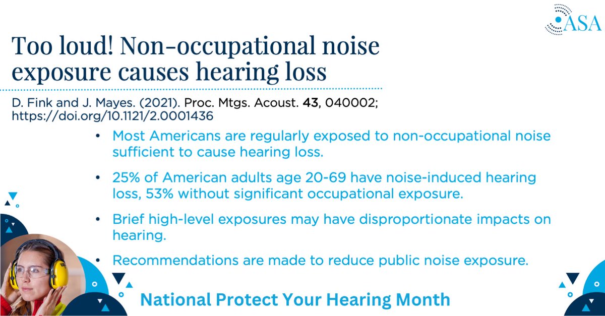 ASA_POMA's tweet photo. October is National Protect Your Hearing Month! Did you know non-occupational noise exposure can cause hearing loss? Check out this POMA from #ASA180 to learn more. https://t.co/aC0BmELHGk
#NPYHM #HearingLoss #Noise
@QuietCoalition https://t.co/kcaES7cBdi