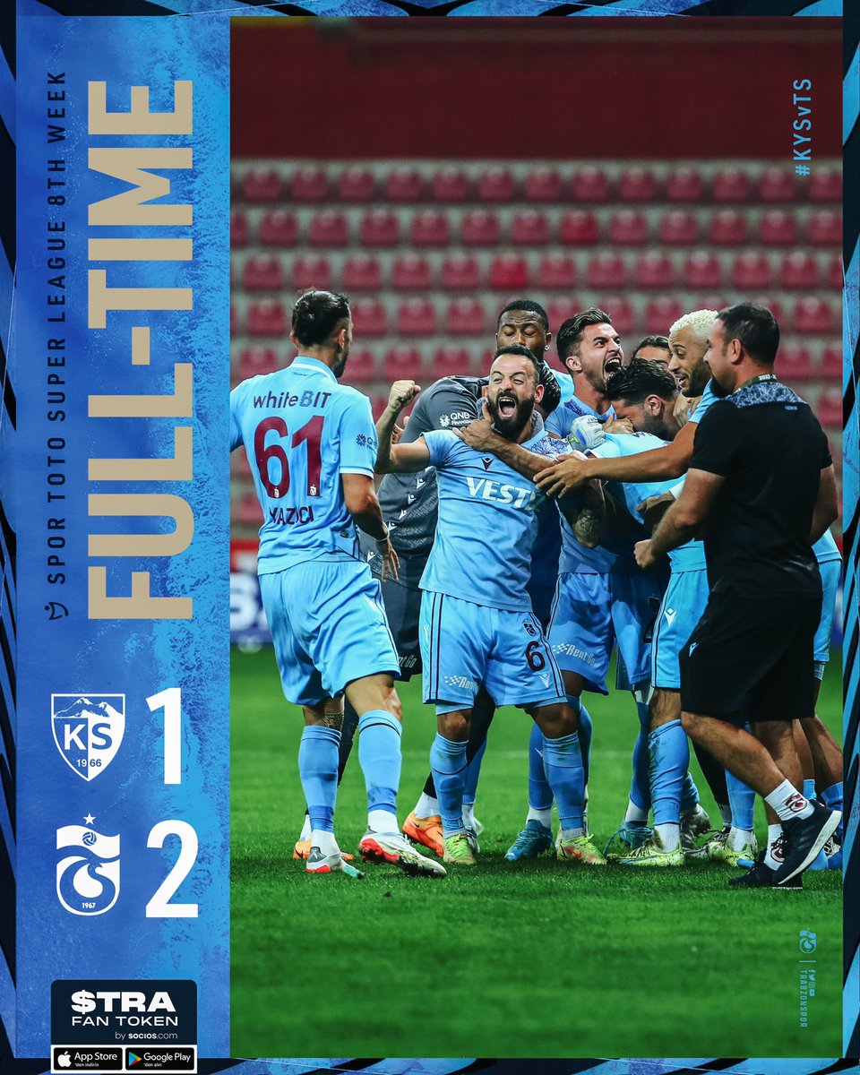 ⏱️ 90' Final Whistle 
Yukatel Kayserispor 1-2 Trabzonspor #KYSvTS