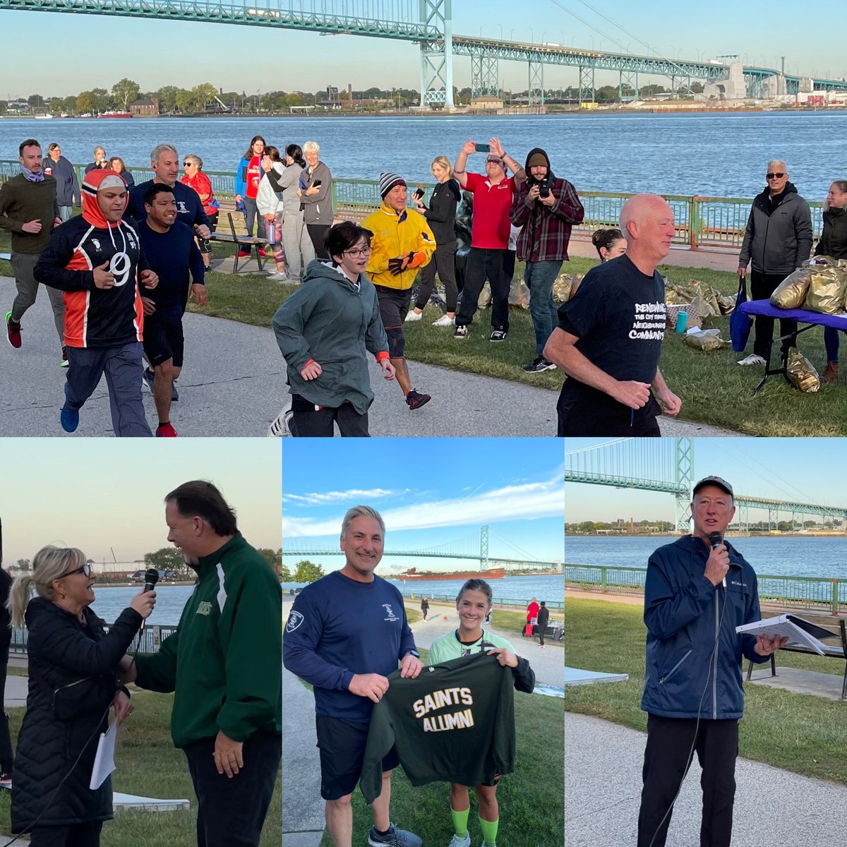 Early morning at the riverfront supporting the 5km run/walk for REACT Windsor who provide addiction &amp; complex therapy programs. Shout out to <a href="/StClairCollege/">St. Clair College</a> <a href="/STCLAIRALUMNI/">St. Clair Alumni</a> @am800cklw <a href="/portwindsor/">Port Windsor / Portuaire de Windsor</a> who were today’s sponsors