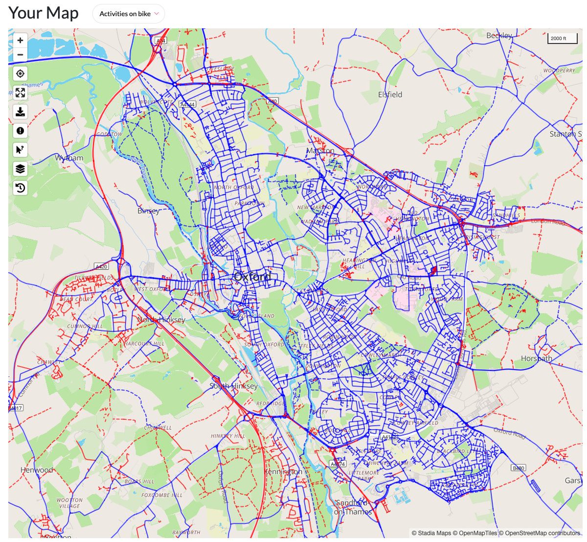 TomBolton10's tweet photo. Finally reached 90% of Oxford completed on @wandrer_earth 🥳 I've been chipping away at this for months! So many tedious residential streets 😅 https://t.co/l1L58h6JMA