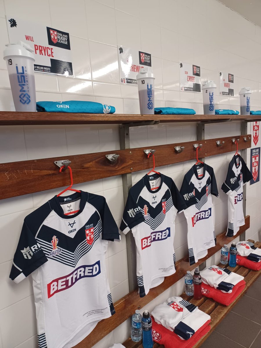PScully13's tweet photo. A big thanks to @nicky_edmonds and the team @MSCNutritionCo for their continued support for @England_RL Knights 🙌🏼. Boys are ready!💥🇫🇷🏴󠁧󠁢󠁥󠁮󠁧󠁿🏉 https://t.co/XDmsFiO2KB