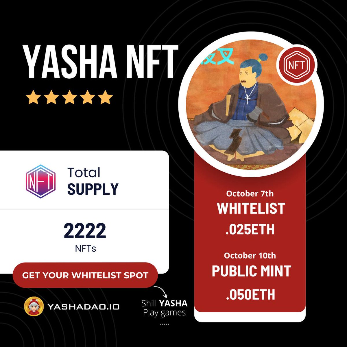 Gizmo01613's tweet photo. @1goonrich $Yasha is approaching a year and continues to operate as an effective #DAO and #launchpad for many #SAFU projects. New #YASHANFT mint coming soon:
👉access to #staking pool & #NFT #presales
👉#YashaLotto to win prizes
TG: https://t.co/gjjVB6kgXV
#YaShogun @YashaToken #Bullrun https://t.co/eQEcgou3jj