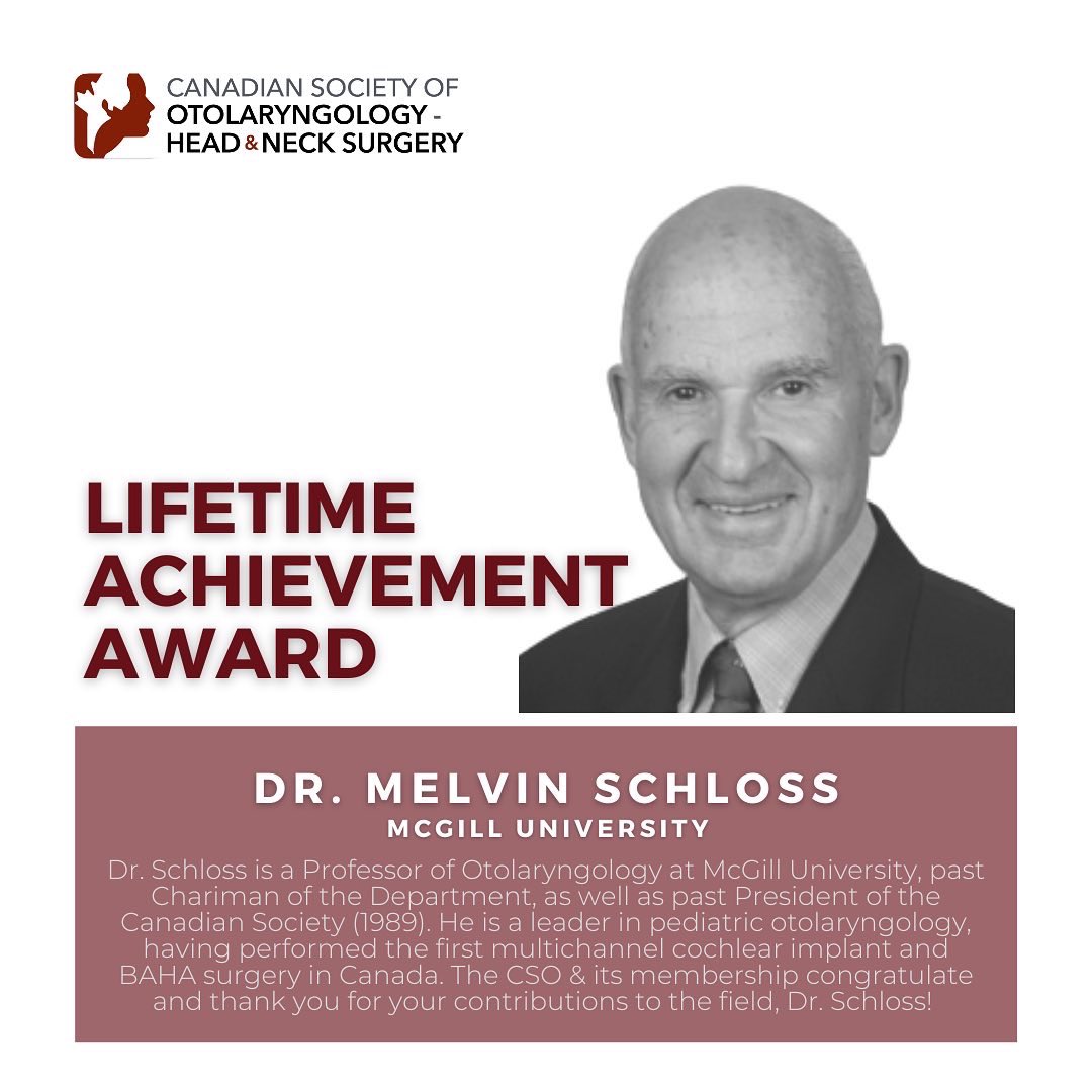 Please join us in congratulating Dr. Manohar Bance and Dr. Melvin Schloss on their Lifetime Achievement Awards. 
#CSOHNS2022
