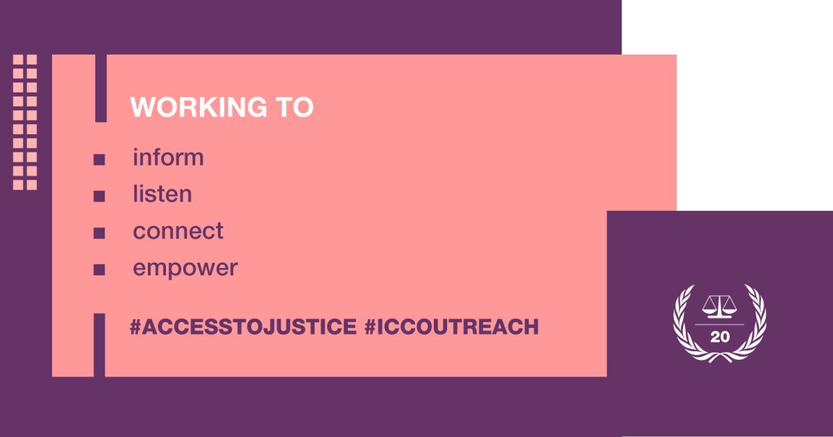 #AccessToJustice #ICCOutreach  

Outreach informs, listens, connects and empowers.

#MoreJustWorld