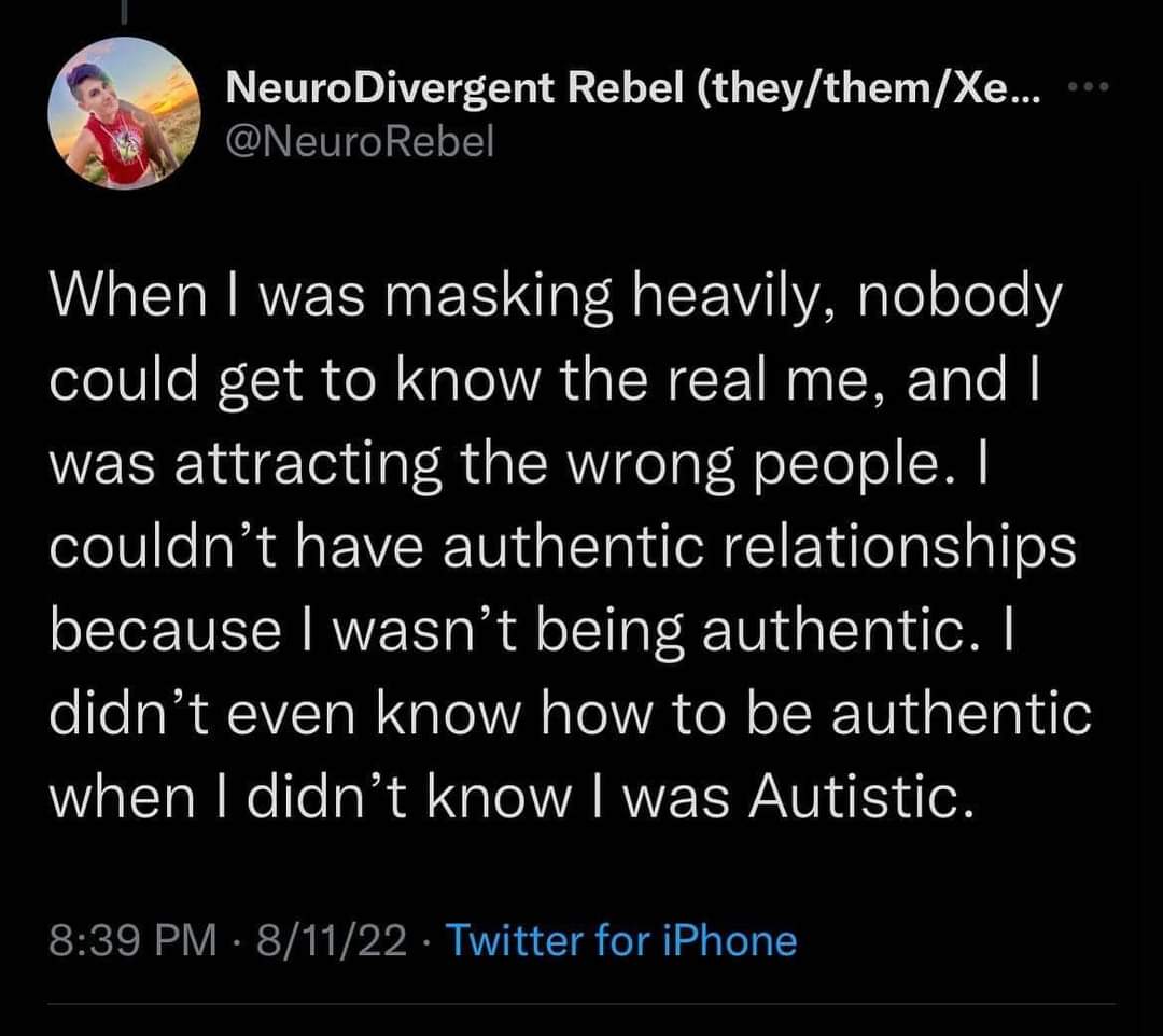 I really feel this at soul level. However, it seems to be no different even when I am trying to be more my authentic self. #ActuallyAutistic #AutismAcceptance #AutismAwareness #auti