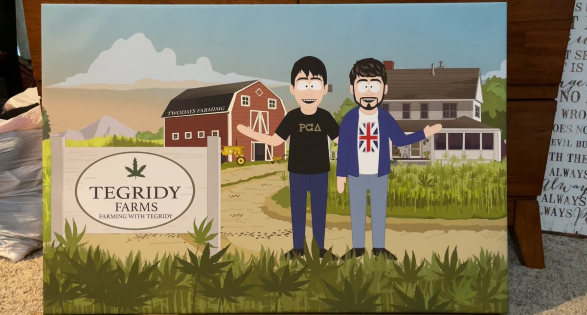 ThaCoon13's tweet photo. @SouthPark this was my birthday gift from my mom… my brother passed away back in 2017 but South Park was our fav show together so my mom got me this … it’s a real Canvas 🖼 #TegridyFarms (on the barn in the back is says ( TwoDays Farming ) bc our last name is “Day” … #PERFECT https://t.co/iC7BMJxf6Z