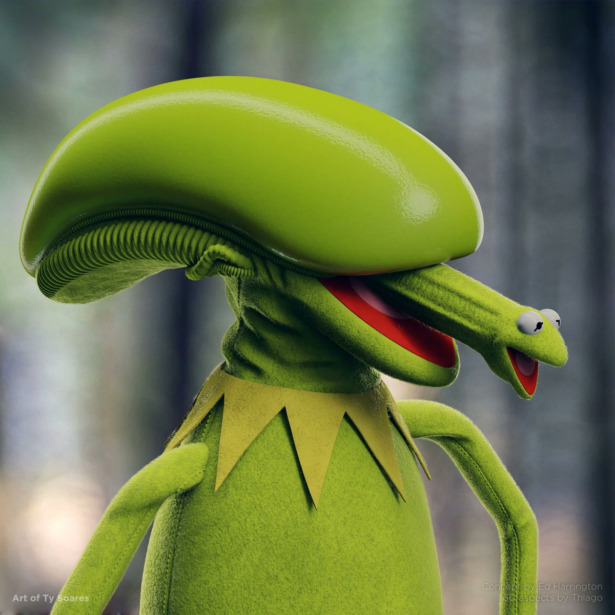 Xenomorph Kermit by Ty Soares #horror #monsters