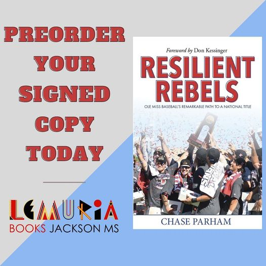 lemuriabooks (@lemuriabooks) on Twitter photo We’re getting SIGNED copies of RESILIENT REBELS by Chase Parham! 
Preorder here: lemuriabooks.com/Resilient.../9…
And join us Saturday October 22nd at 10:30 am for a signing with Chase Parham and Neil White for their new books about the Ole Miss Rebels road to the 2022 CWS Champs! We’re getting SIGNED copies of RESILIENT REBELS by Chase Parham! 
Preorder here: lemuriabooks.com/Resilient.../9…
And join us Saturday October 22nd at 10:30 am for a signing with Chase Parham and Neil White for their new books about the Ole Miss Rebels road to the 2022 CWS Champs!