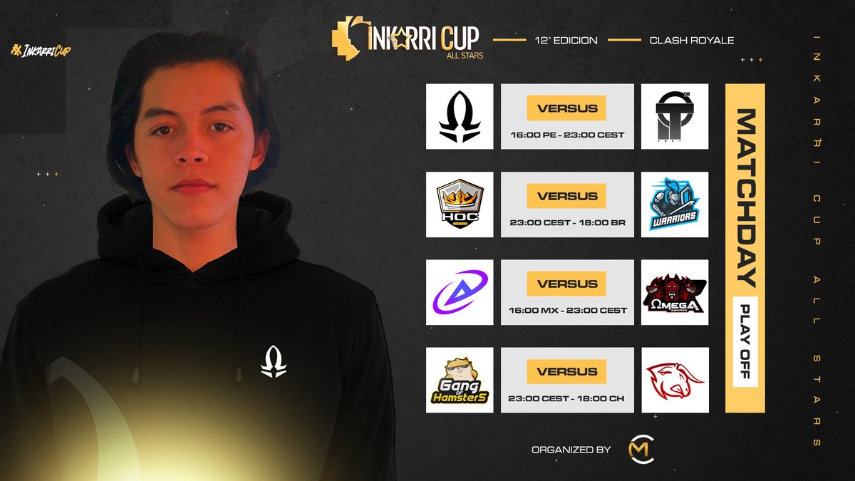 Inkarri Cup - All Stars (@inkarri_cup) on Twitter photo #CR | MatchDay✨ | América 🌎🆚🇪🇺 Europa | Play Off 🔥
✨ Llegó el momento de la verdad 🔥
🔰 <a href="/_AS_Gaming/">AS Gaming 💫</a> 🇵🇪🆚🇩🇪 @Top__Cr
🔰 @Home_of_Clash 🇩🇪🆚🇧🇷 <a href="/WarriorsTeamOFC/">Team Warriors</a>
🔰 @AndromedaGGWP 🇺🇸🆚🇪🇸 <a href="/Omega_eSportsCR/">Omega eSports</a>
🔰 <a href="/GangofHamsters/">Gang of Hamsters</a> 🇷🇺🆚🇨🇱 <a href="/BullStars_/">𝗕𝘂𝗹𝗹𝗦𝘁𝗮𝗿𝘀™</a>
#InkarriCup #Gaming #CR | MatchDay✨ | América 🌎🆚🇪🇺 Europa | Play Off 🔥
✨ Llegó el momento de la verdad 🔥
🔰 <a href="/_AS_Gaming/">AS Gaming 💫</a> 🇵🇪🆚🇩🇪 @Top__Cr
🔰 @Home_of_Clash 🇩🇪🆚🇧🇷 <a href="/WarriorsTeamOFC/">Team Warriors</a>
🔰 @AndromedaGGWP 🇺🇸🆚🇪🇸 <a href="/Omega_eSportsCR/">Omega eSports</a>
🔰 <a href="/GangofHamsters/">Gang of Hamsters</a> 🇷🇺🆚🇨🇱 <a href="/BullStars_/">𝗕𝘂𝗹𝗹𝗦𝘁𝗮𝗿𝘀™</a>
#InkarriCup #Gaming
