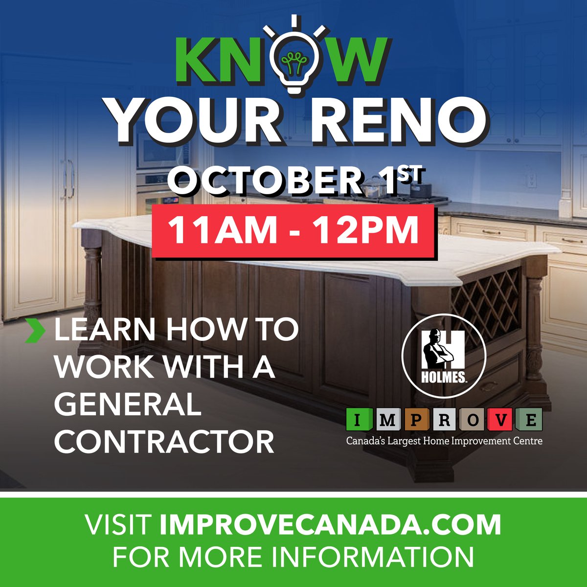 ImproveCanada's tweet image. Only 1 week left until the first session of our Know Your Reno speaker series 🙌  Join our home reno experts as they talk all about how to work with a general contractor ⚒️ 

Register at bit.ly/3dgP8xt to save your spot👆 #TorontoEvents #TorontoThingsToDo #HomeRenovation
