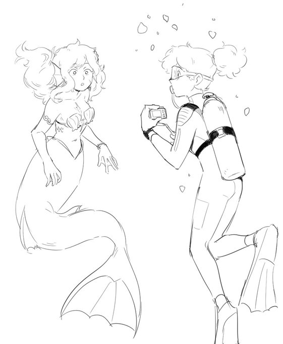 mermaid marcy and marine biologist anne for commission!! #marcanne #amphibia 