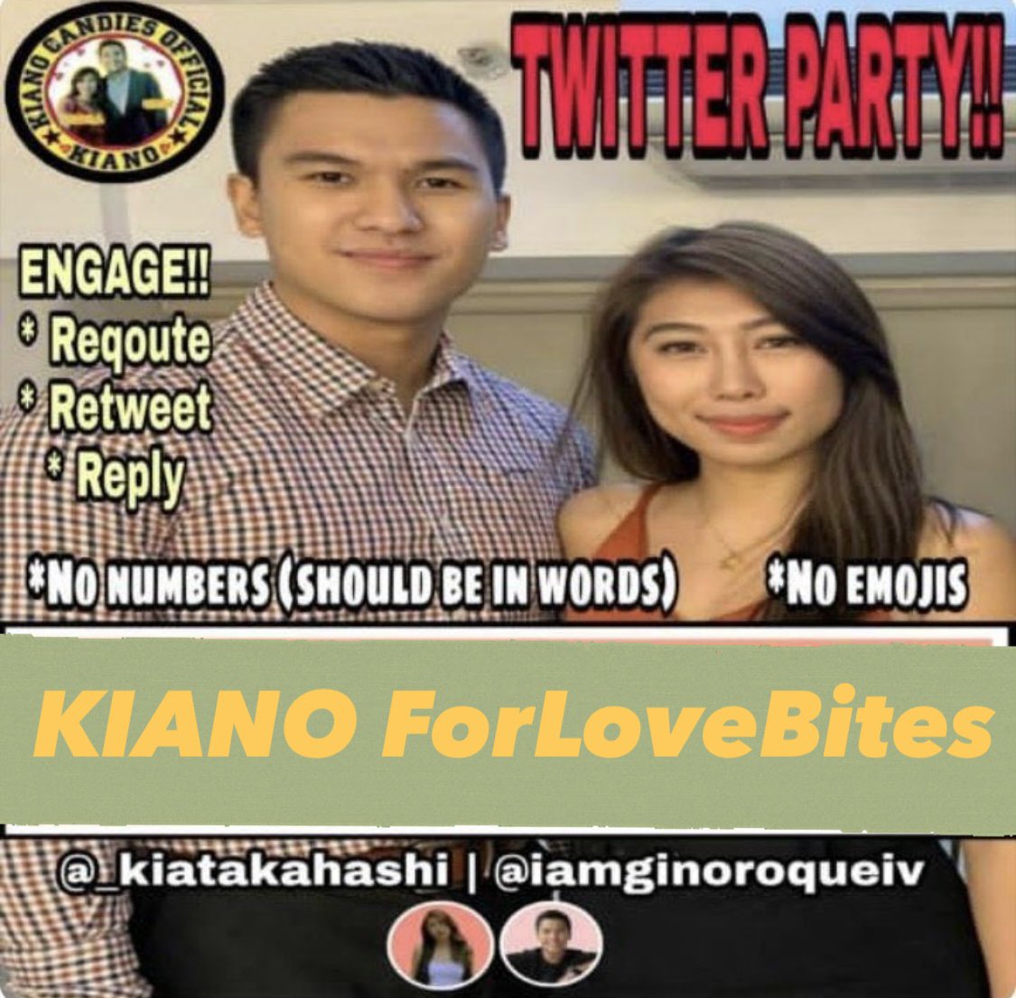 kimpau_squad's tweet photo. Twitter party start now, KiaNos! 
Lets engage to our KN OFC tagline 

@KIANO_OFFICIAL 

 KIANO ForLoveBites
@iamginoroqueiv l @_kiatakahashi https://t.co/EMZ6tBQaJe