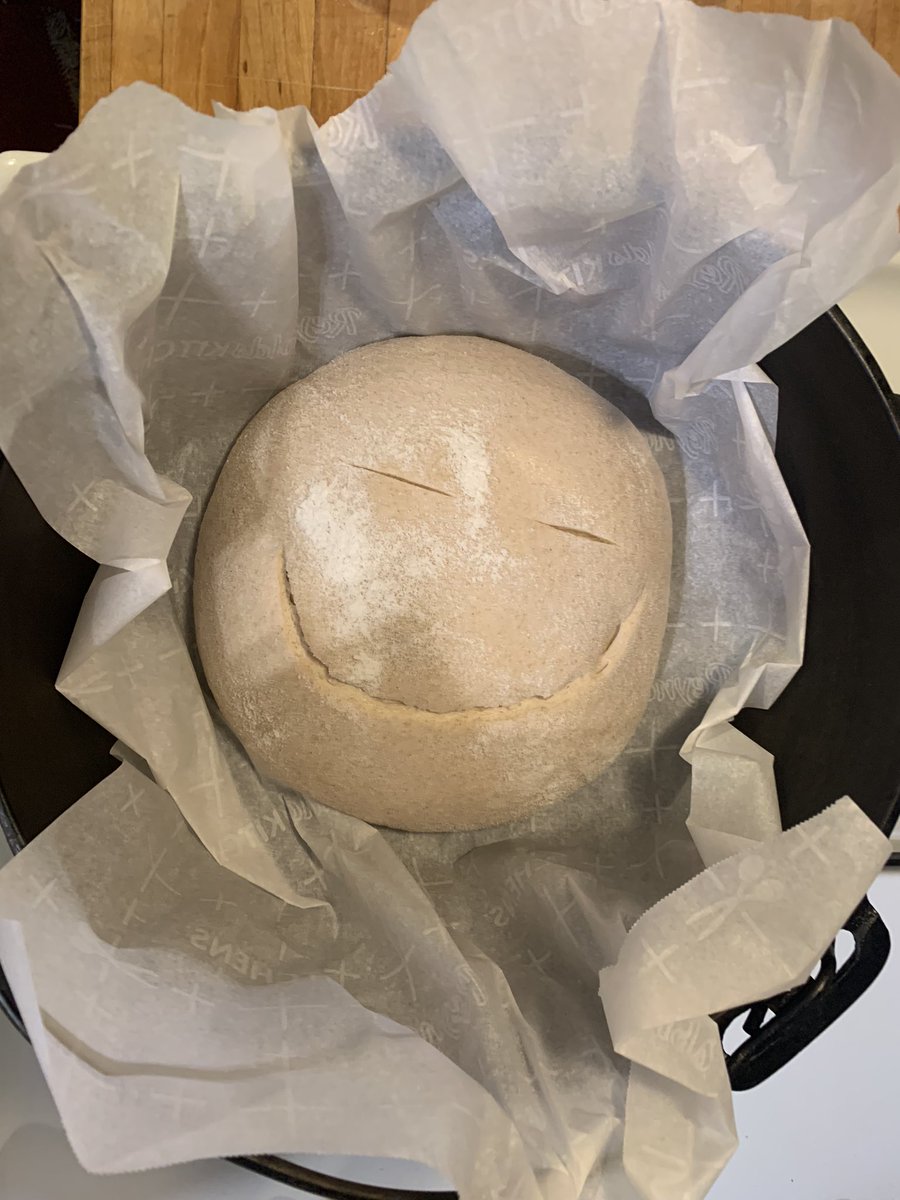 Smile!  It’s a rainy Saturday morning and we’re baking bread! #sourdough