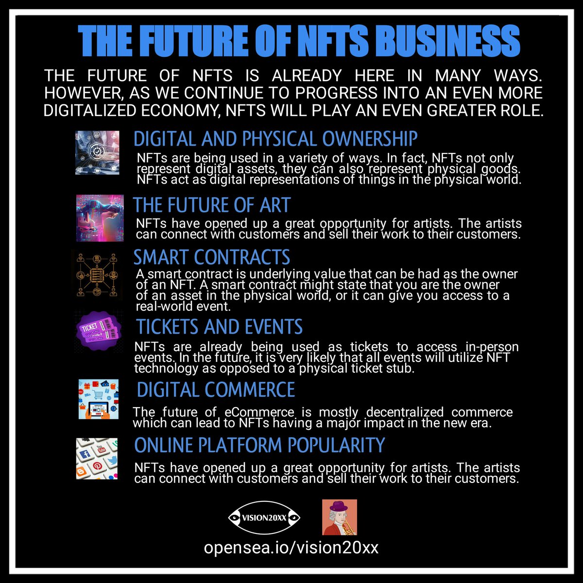 Vision20xxN's tweet photo. NFT is a huge business trend these days. So to be successful in this business it is important to know its future. And if you Collect your best #MozNft... 

Please visit: https://t.co/oK5Yv0YZCT

#nft #crypto #bitcoin #eth #nfts #nftgiveway #nftsells #nftbuy #mozart https://t.co/2AKeRzm2xM