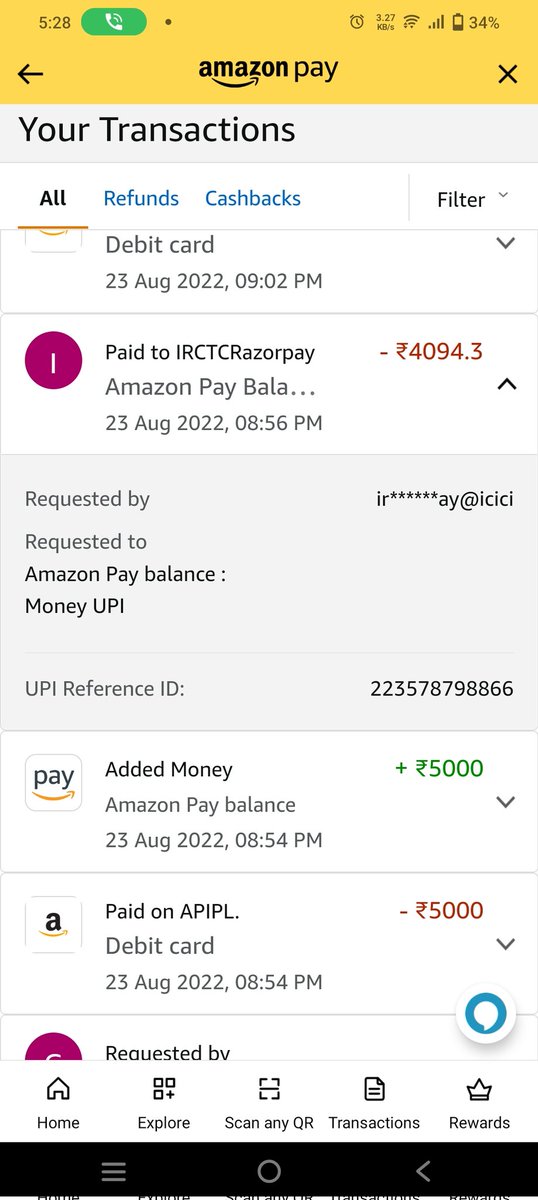 iArunSharma's tweet photo. @amazonIN @AmazonHelp @IRCTCofficial Transaction done on 23 Aug 2022, reversed by IRCTC on 24 Aug is still not credited to my source Amazon Pay Money UPI account. @UPI_NPCI Rs. 100 per day penalty on T+5 is liable on which party? UPI ref: 223578798866
@RBI Requesting intervention https://t.co/oJ4Wu8U7eB