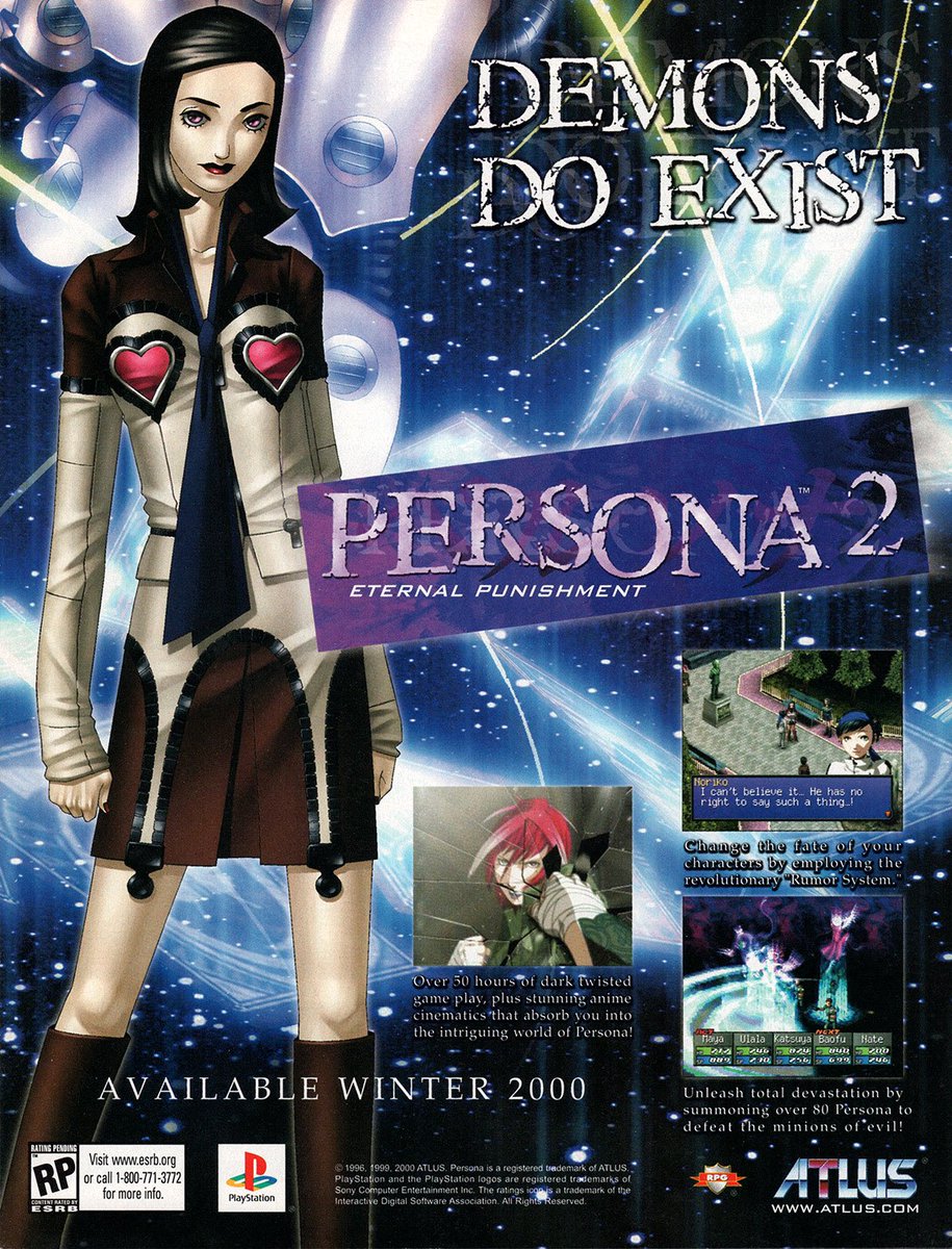 CoolVideoGame_'s tweet photo. Promotional art for Persona 2: Eternal Punishment (2000) https://t.co/XyIz791F3S