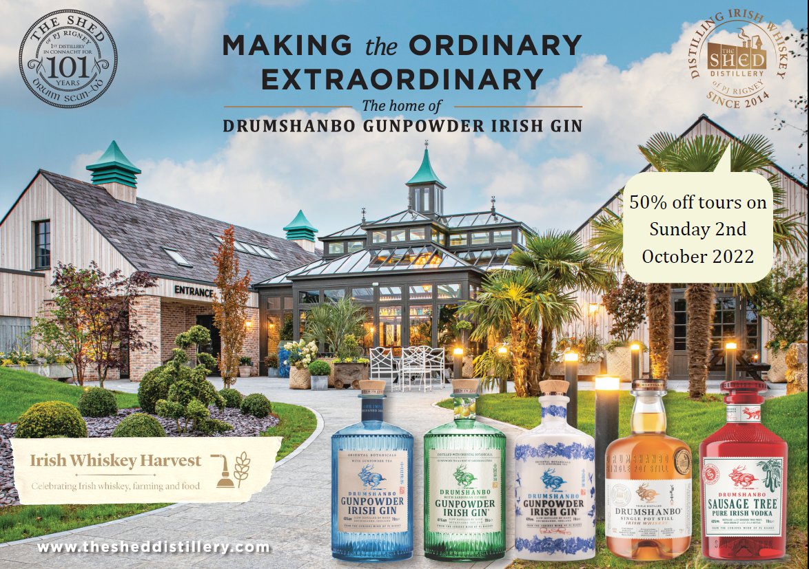 Very special offer!

The Shed Distillery - 50% off tours on Sunday 2 October

Visit the Shed Distillery in Drumshanbo, Co. Leitrim on Sunday 2 October and enjoy  50% off our Curious Journey Visitor Experience Tour.

Book here:  accessvam.accessacloud.com/SHEDDistillery…

#IrishWhiskeyHarvest