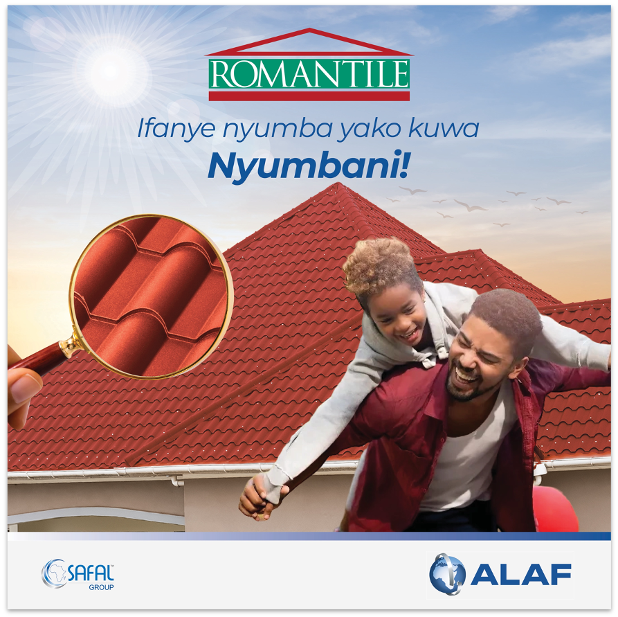 alaf_ltd's tweet photo. Ifanye nyumba yako yenye furaha kwa uwapendao. Ifanye nyumba yako kuwa paradiso ndogo kwa familia yako. Ifanye nyumba yako kuwa nyumbani na Romantile.
#alaf #romantile #versatile #hapaninyumbani #mabati #roofing https://t.co/odbyGiHj1V
