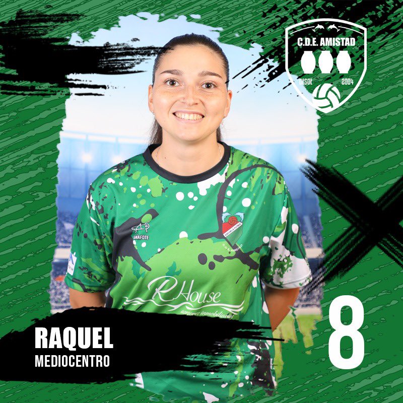 cdeamistadfem's tweet photo. RENOVACIONES ✍🏻

Si alguien siente los colores es ella #OneClubWoman 💚. Lleva más años  en el club que los delfines 🐬 

Talento y calidad a raudales. Sus precisos pases garantizan ocasiones de gol. Con el dorsal nº 8️⃣… Raquel!!!

#SoydelAmistad #AmistadFem https://t.co/rN6XYbyYi1