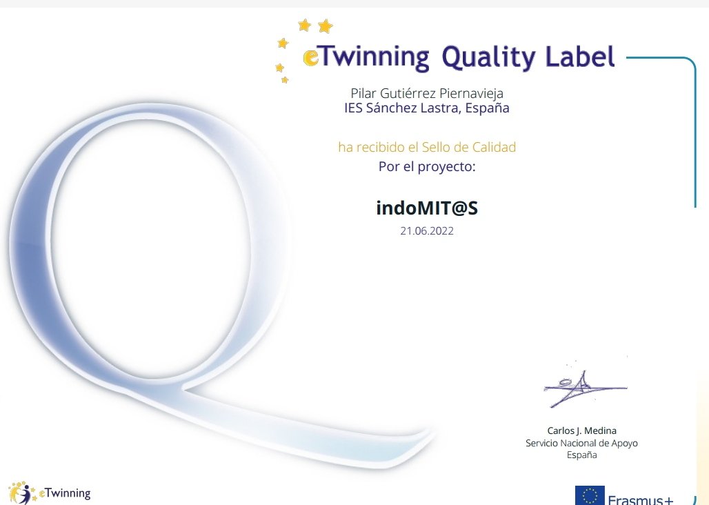 Felicidades al Dpto de cultura clásica de nuestro centro por el Sello de Calidad #eTwinning por su proyecto "indomit@s" 2021/2022 #latingriego 4°#ESO 1° 2°#Bachillerato #culturaclasica y a su profesora <a href="/PPiernavieja/">Pilar Gutiérrez Piernavieja</a> #iessanchezlastra Conoce su proyecto👇 twinspace.etwinning.net/200990/home