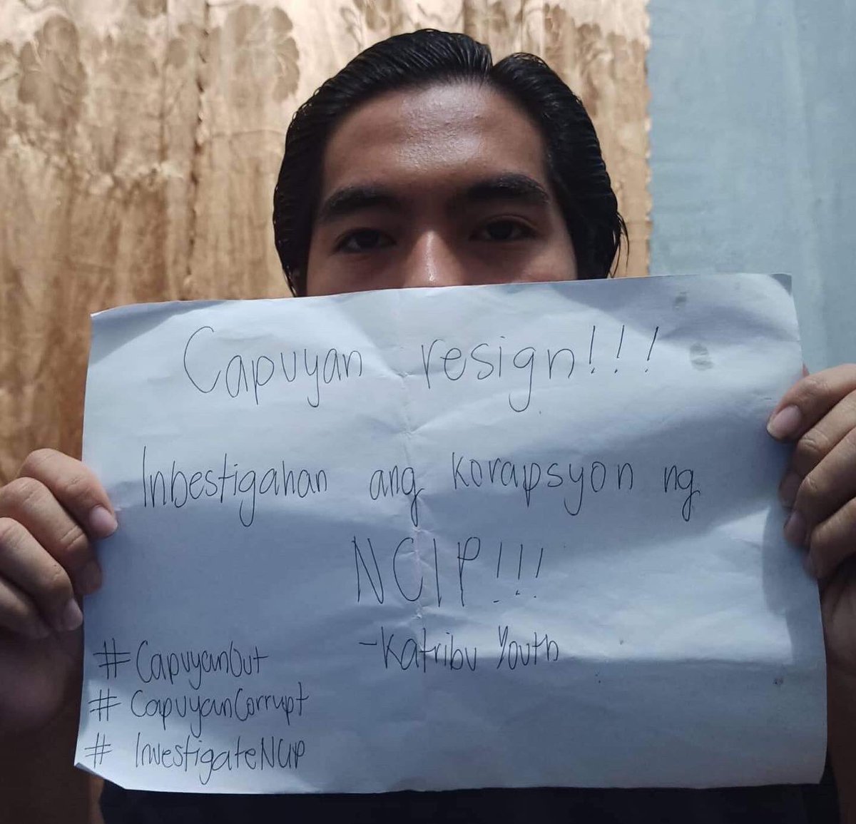 katribu_natl's tweet photo. We are Katribu Youth &amp; we call to replace Allen Capuyan as the Chairperson of NCIP. His corruption, redtagging &amp; FPIC manipulation has favored corporations over IPs.

0 tolerance for corruption, 0 budget until Capuyan is replaced!

#CapuyanOut
#CapuyanCorrupt
#InvestigateNCIP https://t.co/1ODUr9vezl