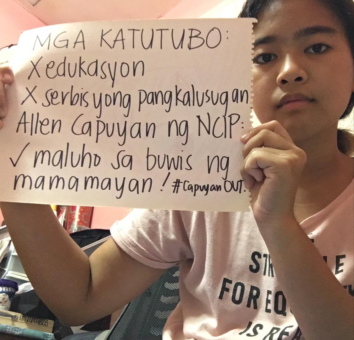 katribu_natl's tweet photo. We are Katribu Youth &amp; we call to replace Allen Capuyan as the Chairperson of NCIP. His corruption, redtagging &amp; FPIC manipulation has favored corporations over IPs.

0 tolerance for corruption, 0 budget until Capuyan is replaced!

#CapuyanOut
#CapuyanCorrupt
#InvestigateNCIP https://t.co/1ODUr9vezl