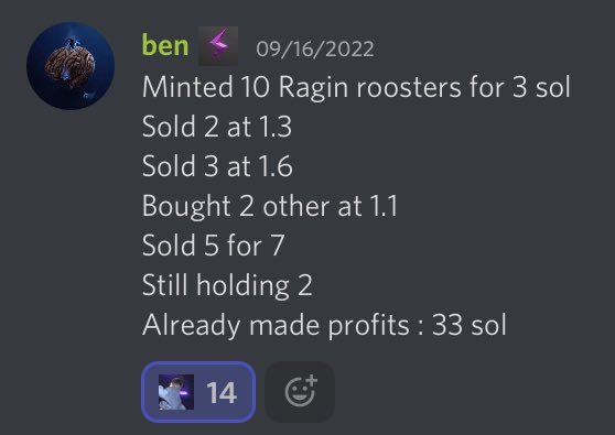 EzapAlpha's tweet photo. Casual Ezap W ⚡️

Ezap got WL for 1.5% Of the supply of @RaginRoosters . While everyone slept on them, Ezap max minted. 

All this was achieved, Being a completely free &amp; public DAO. Still fading anon? 👀⚡️ https://t.co/EfjQa3JwHk