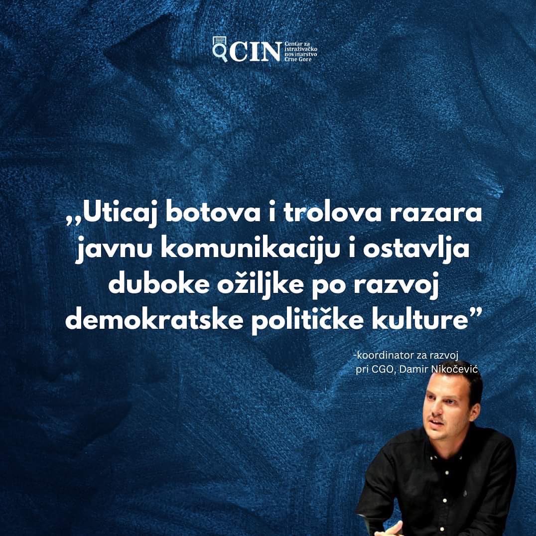 CIN__CG's tweet image. ✨Da li razlikujete komentare botova od pravih komentara?

👉Link teksta cin-cg.me/mreze-botova-i…

#cincg #bot #internetbot