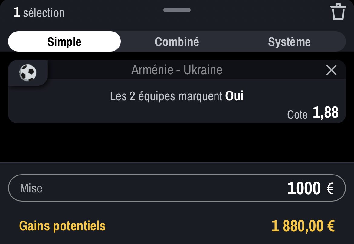 DURACUIRBET's tweet photo. SAFE 📊

⚽️🎰 Les 2 Équipent marques ARMÉNIE - UKRAINE
Cote 1,90@

#ParionsSport #TeamProno #TeamParieur https://t.co/M6eYFNBRVv