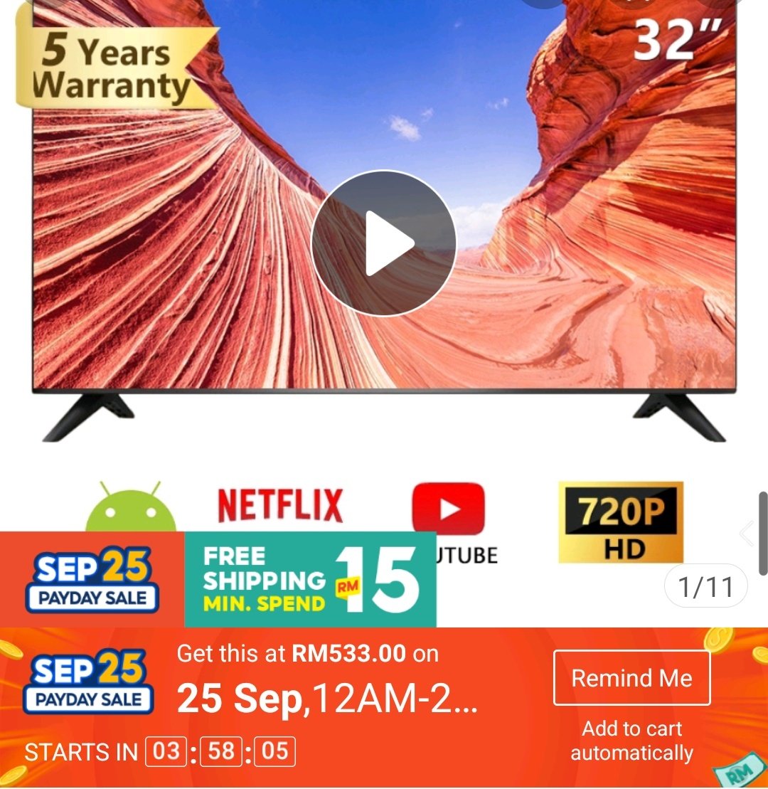 NysaKim's tweet photo. Awal bulan haritu Aku ada beli SMART TV 32" harga RM550 kat @ShopeeMY. Aku open thread nak share review.

Mmg aku cari yang murah sbb dah pernah beli tv 52" tapi rosak. So malas nak spent lebih sbb takut rosak lagi. Mula2 plan nak beli digital tv je habuan mak aku tgok berita tp- https://t.co/Y74YrfUR3F