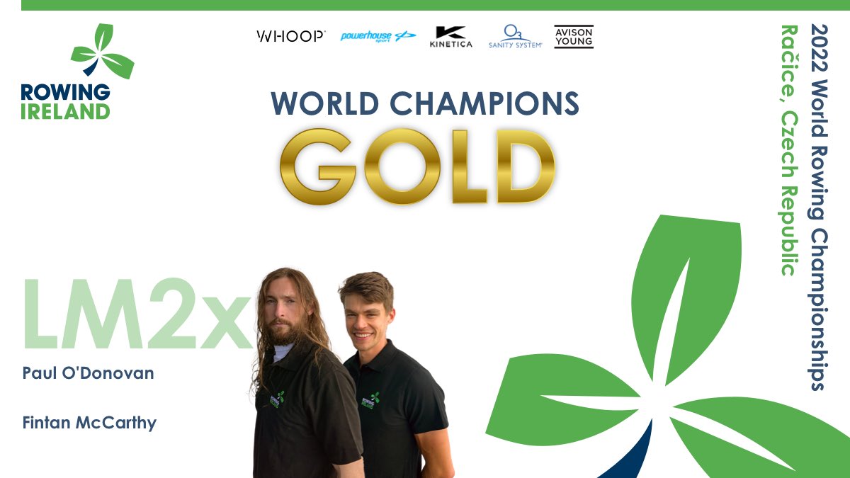 RowingIreland's tweet photo. ☘️A Final Result☘️

Paul and Fintan have won GOLD in the A Final of the LM2x. Well done!

#greenblades #wearerowingireland https://t.co/BLAXOIhGlc