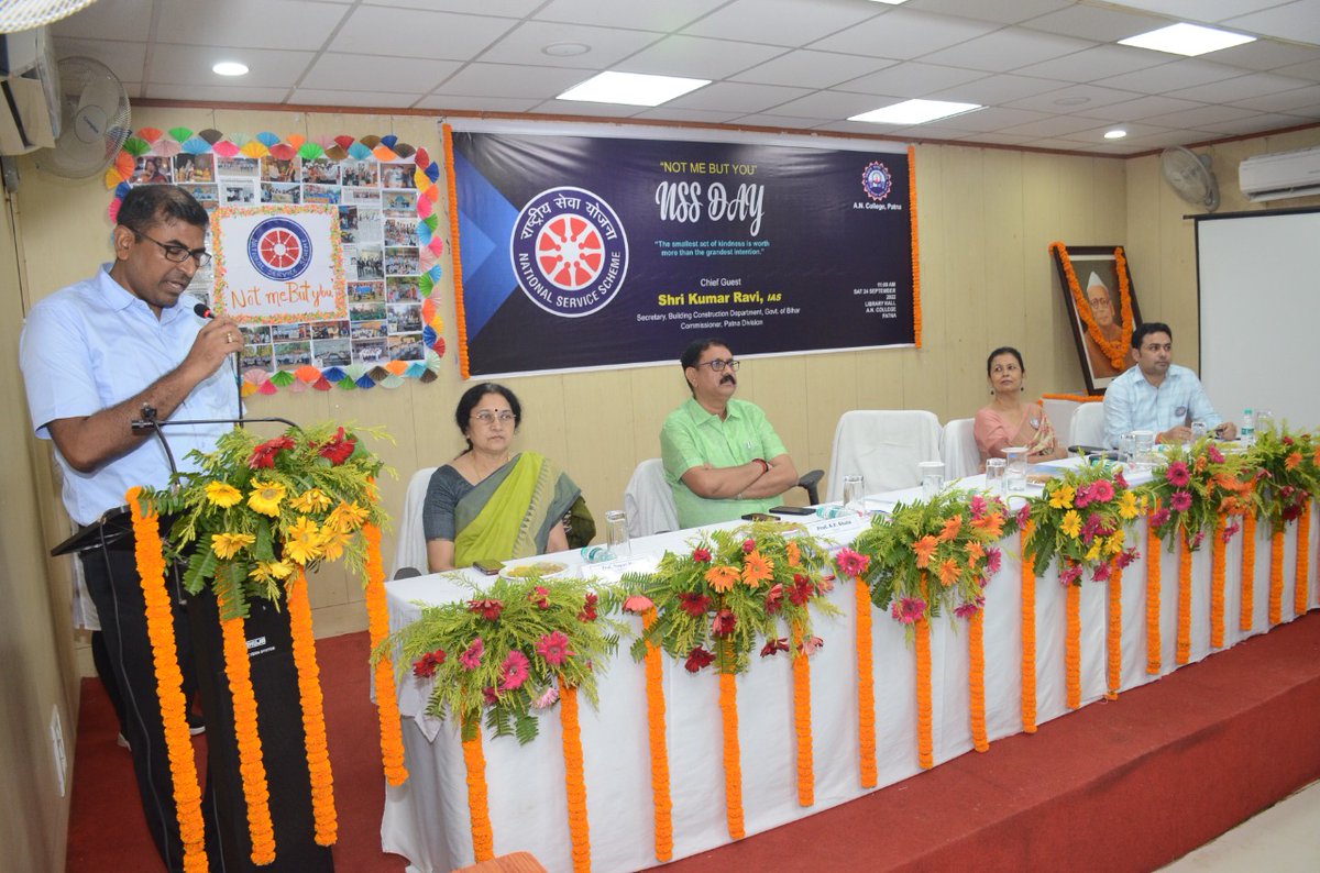 ancpatna's tweet photo. NSS Day celebrated at college today. Shri Kumar Ravi, Secretary, Building Construction Department, Govt. of Bihar cum Commissioner, Patna Division was the chief guest. @NSSRDPATNA https://t.co/KDXo9E6LiG