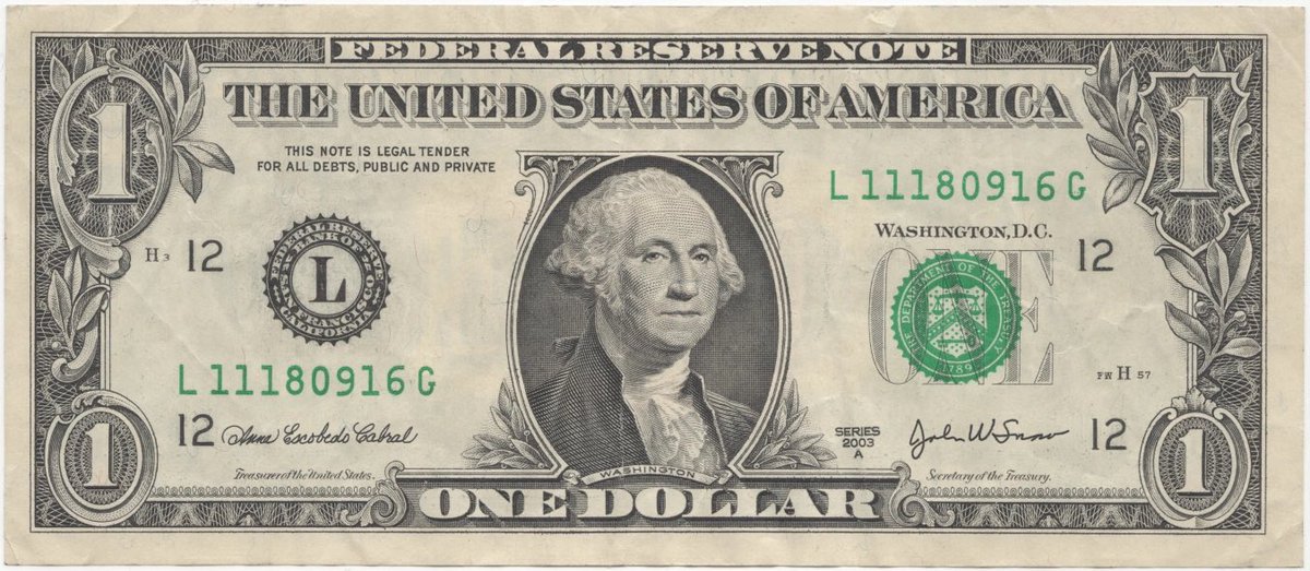 Now, moving on from obelisks and pyramids…
As we’ve had a very brief look at the backside of the one dollar bill, lets do the same on the front shall we! 