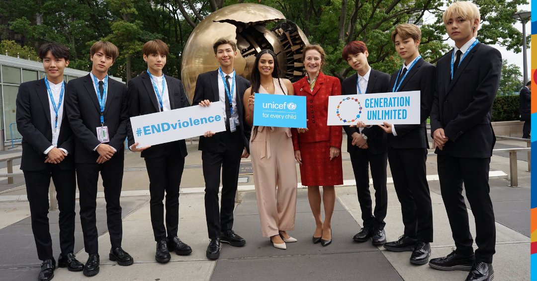 GenUnlimited_'s tweet photo. 🎉 #GenUnlimited turns 4! 

Our journey began at the 2018 UN General Assembly when @BTS_twt and @Lilly launched Generation Unlimited.

"No matter who you are: speak yourself” was a message from BTS to world leaders, #BTSArmy and other youth worldwide.

#SkillsRightNow #UNGA https://t.co/uOXxMqVfYd