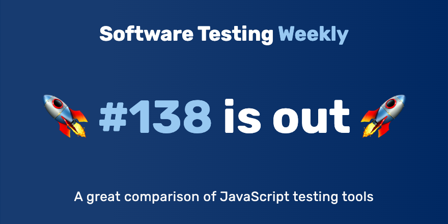 Hey 🙂

The 138th issue is out!
softwaretestingweekly.com/issues/138

Ft. <a href="/flyvenkat/">Venkat Ramakrishnan</a>, @RyanCraven_QA, <a href="/myTestingLand/">Mihaela Sfat🎈</a>, <a href="/fishouthebox/">Melissa Fisher</a>, <a href="/NicolaLindgren/">Nicola Lindgren 🇳🇿💻</a>, @fullsnacktester, <a href="/dennmart/">Dennis Martinez</a>, <a href="/redpandadata/">Redpanda Data</a>, @theQAconnection, @bahmutov, <a href="/kailashpathak7/">Kailash Pathak</a>, <a href="/_danielcaldas/">Daniel Caldas</a>, <a href="/gil_zilberfeld/">Gil Zilberfeld (TestinGil)</a>

#SoftwareTesting #QA