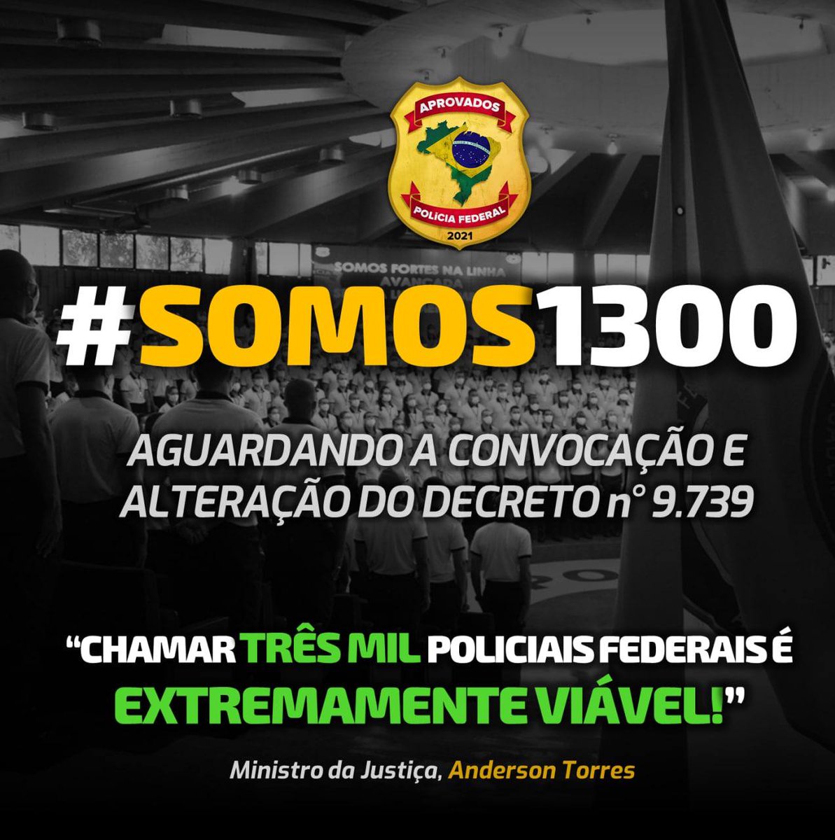 Souerik's tweet photo. A convocação de todos os aprovados é essencial para suprir o efetivo e fortalecer cada vez mais a segurança pública do nosso país @andersongtorres @jairbolsonaro @gov_justica @SGPREleicoes @mineconomiap #Somos1300 #ConvocaTodosPF2021 🟨⬛️🇧🇷 https://t.co/yZtyvBDXom