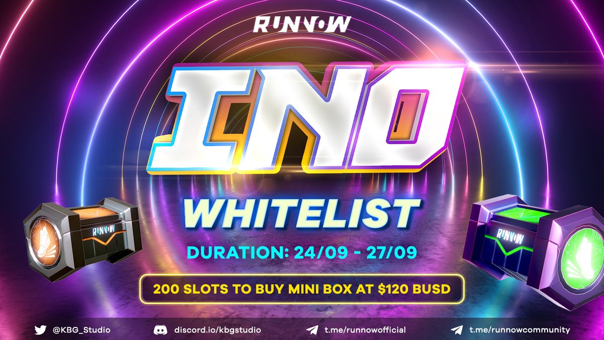 KBG_Studio's tweet photo. 📣#RUNNOW.IO #INO WHITELIST

📅: Sep 24th - Sep 27th

🪙Rewards: 
- 200 slots to buy Mini NFT Sneaker Box for $120 (non-whitelisted price is $142)

▫️ Task: 
- Follow @KBG_Studio 
- Retweet this post
- Tag 2 friends with the hashtag #Runnow.io #INO

🔥 https://t.co/uTXyFAF094 https://t.co/gcgCKWdg4W