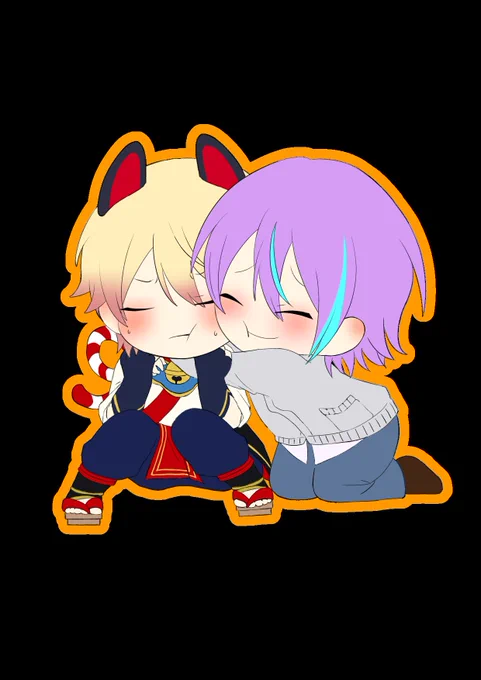 パラジュン*人間×狛犬な実はこんなイラスト描いてアクリルキーホルダーにして相互(と、その連番様と、連番した相互さん経由で会えた神文字書き様)にあげてました!!! 