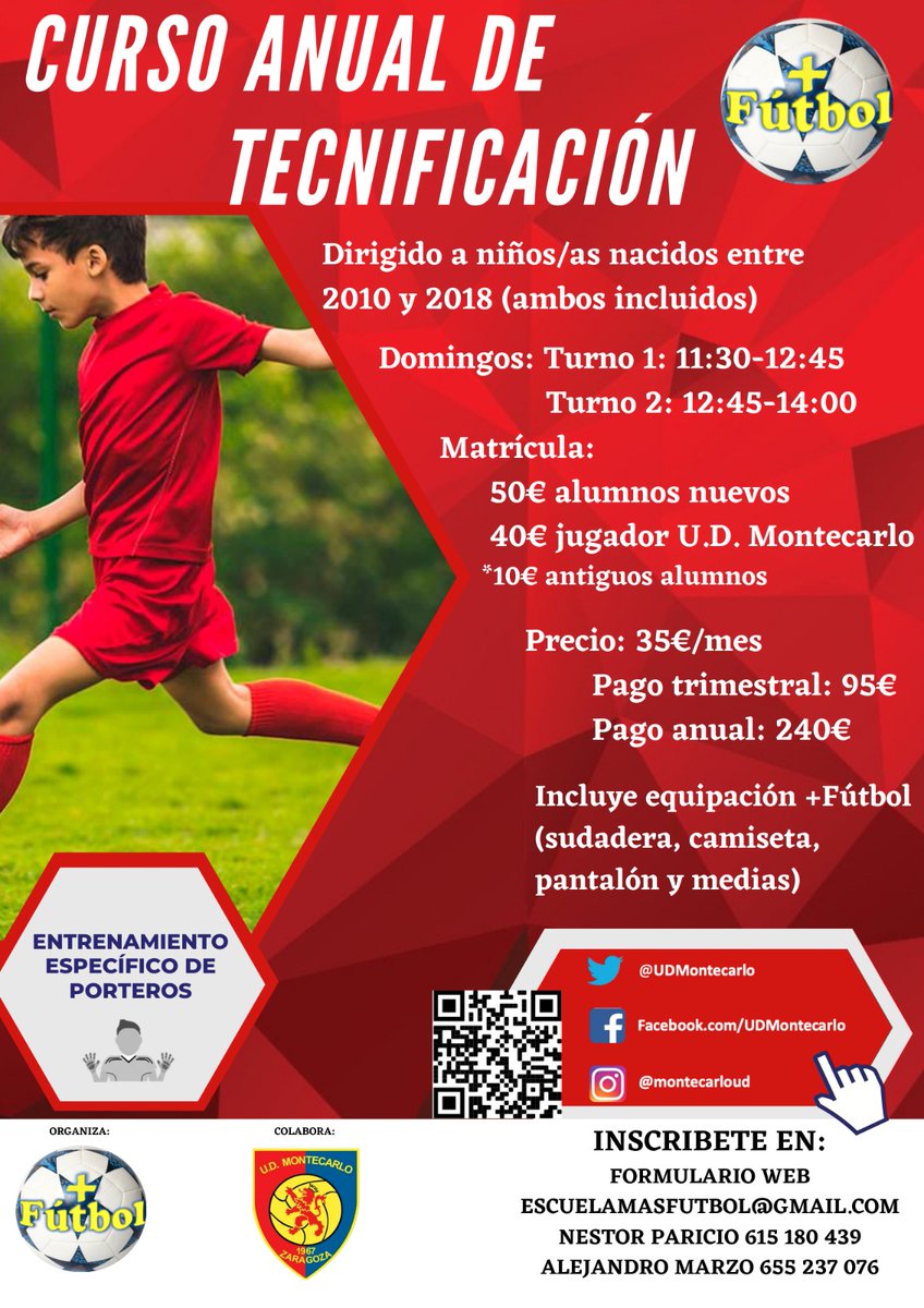 UDMontecarlo's tweet photo. TECNIFICACIÓN!!! ⚽️⚽️

📅 El próximo domingo, 2 de octubre, tendrá lugar las jornadas de puertas abiertas en nuestras instalaciones a las 11:30. Prueba gratis!!!

📝 Inscribete en:

https://t.co/yvABKq28wA https://t.co/6k1eqRshYy