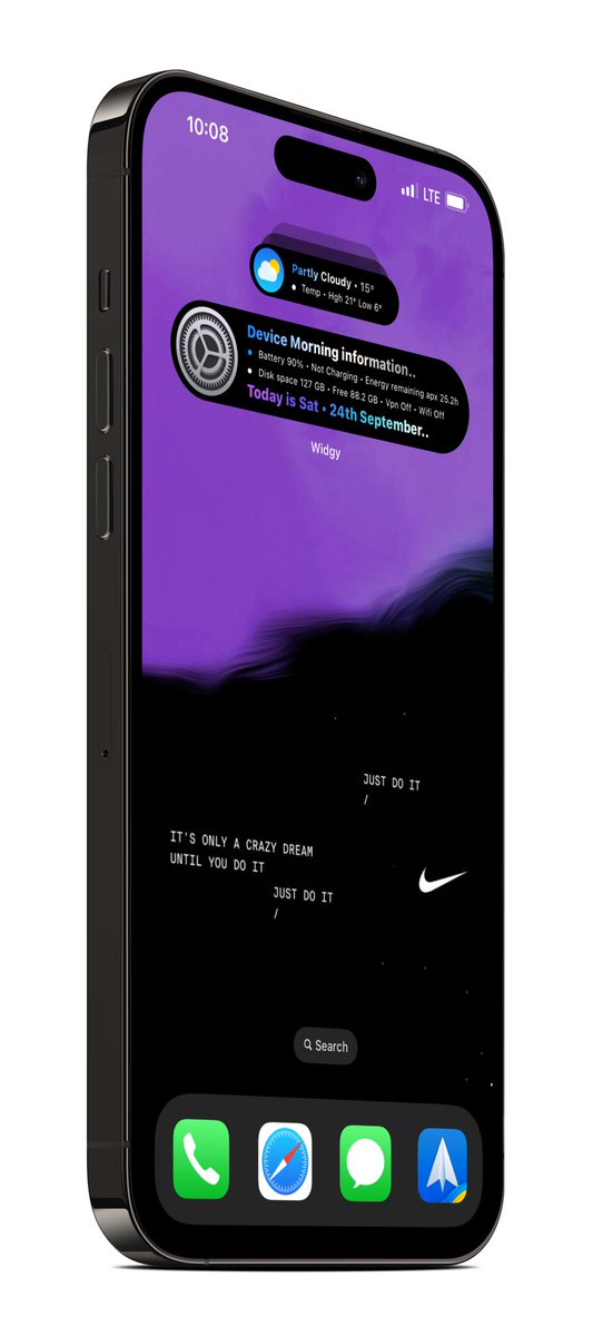 DesignByRoss's tweet photo. Saturday mod…Just do it 💯

Wallpaper @its_shevi 
Mockup @screenshot_pro 
Widget Dynamic island II,available on my Gumroad link on my profile page..

#Widgy #iPhone14ProMax #Homescreen https://t.co/1Vd7pevqzM
